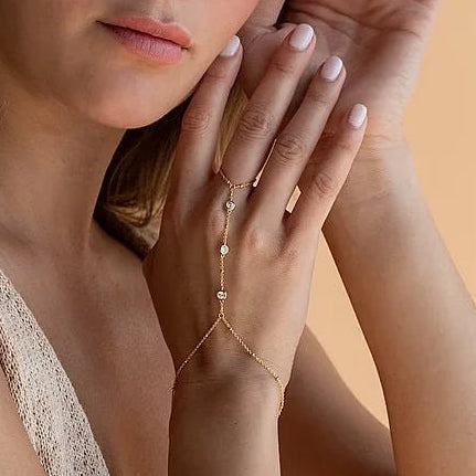 Three Circular Diamanté Hand Chain