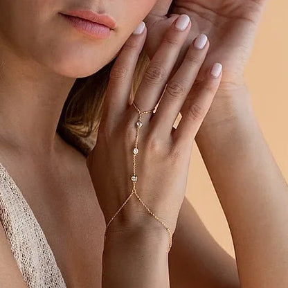 Three Circular Diamanté Hand Chain