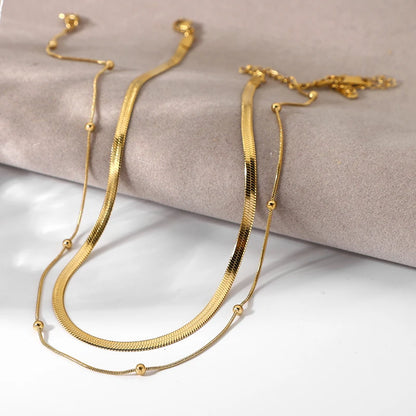 Multilayer Snake Chain Bead Necklace