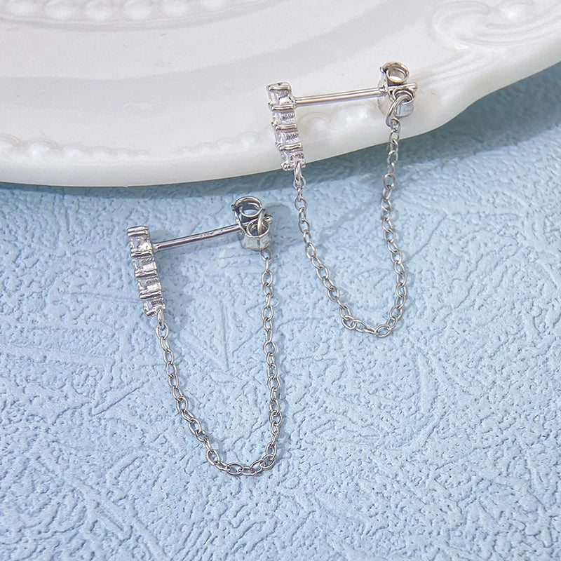 Diamanté Chain Drop Earrings