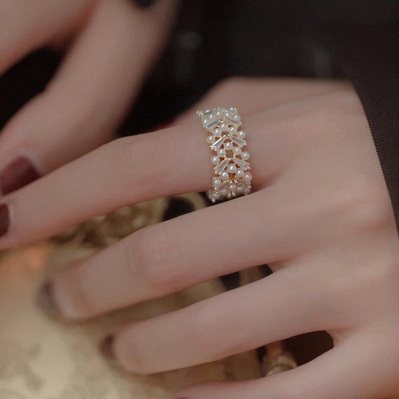 Pearls Adjustable Ring