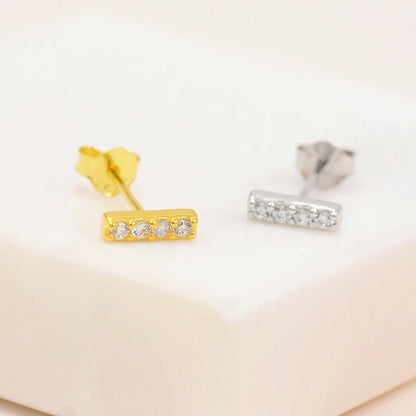 Flat Bar Embellished Stud Earrings