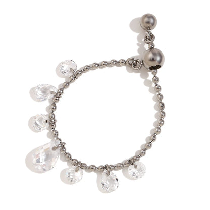 Adjustable Clear Teardrops Ring