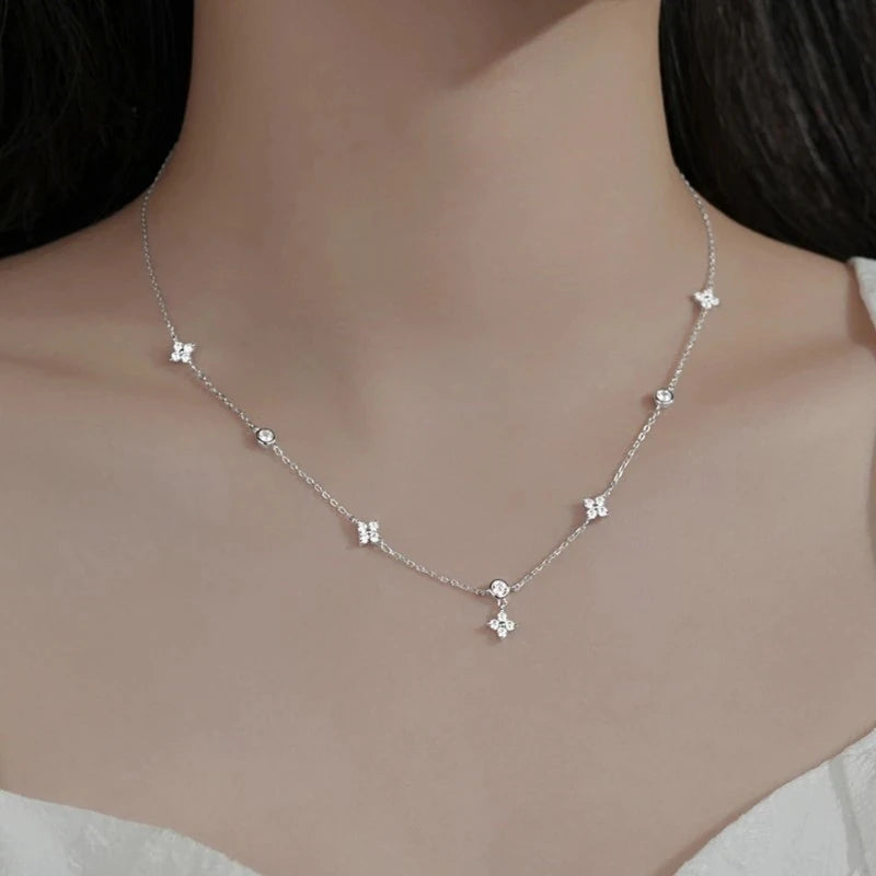 3PC Set Four-Leaf Clover Necklace, Bracelet And Earring