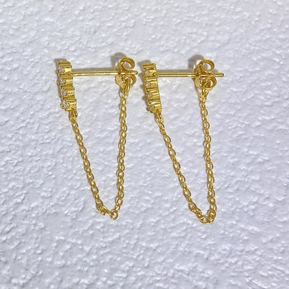 Diamanté Chain Drop Earrings
