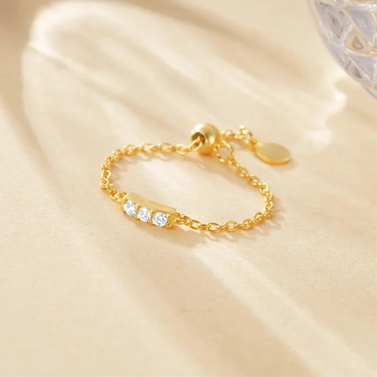 Cubic Fine Chain Adjustable Ring