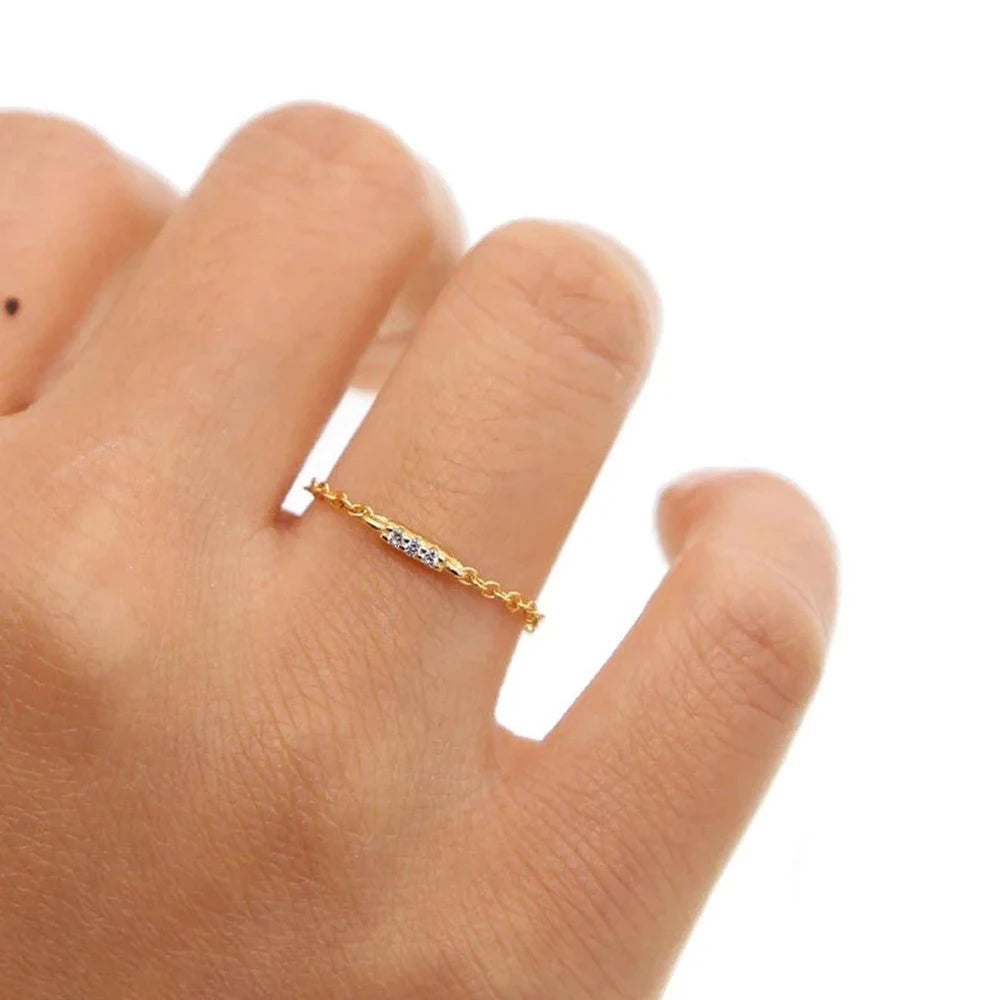 Cubic Fine Chain Adjustable Ring
