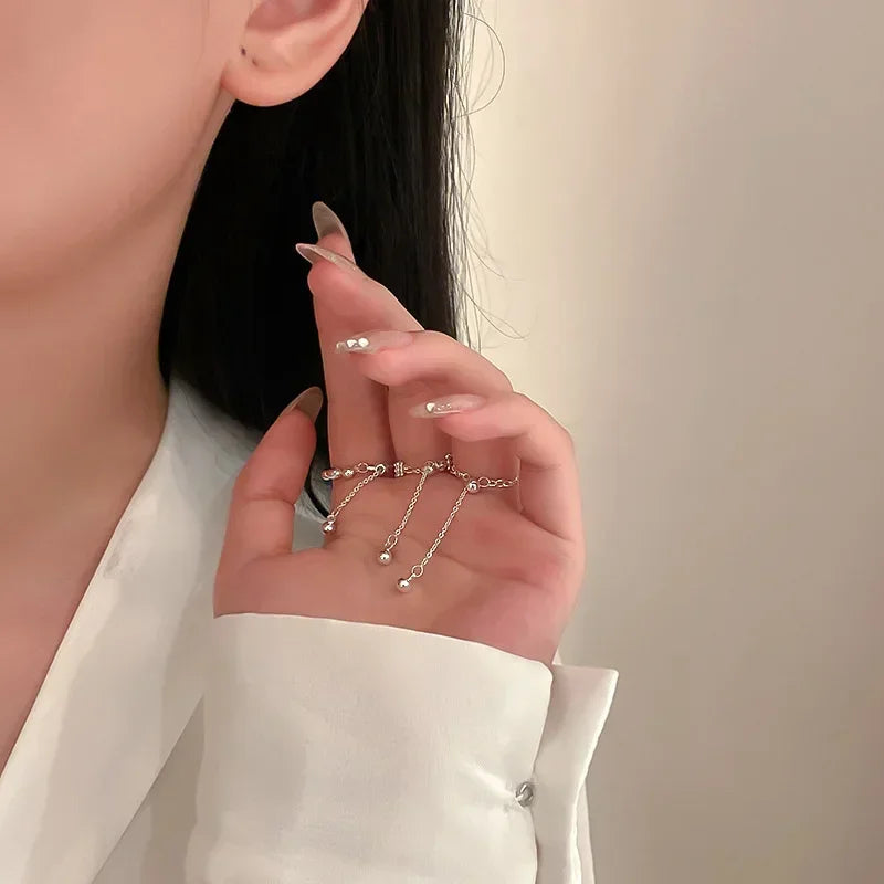 Multilayer Tassel Chain Adjustable Ring