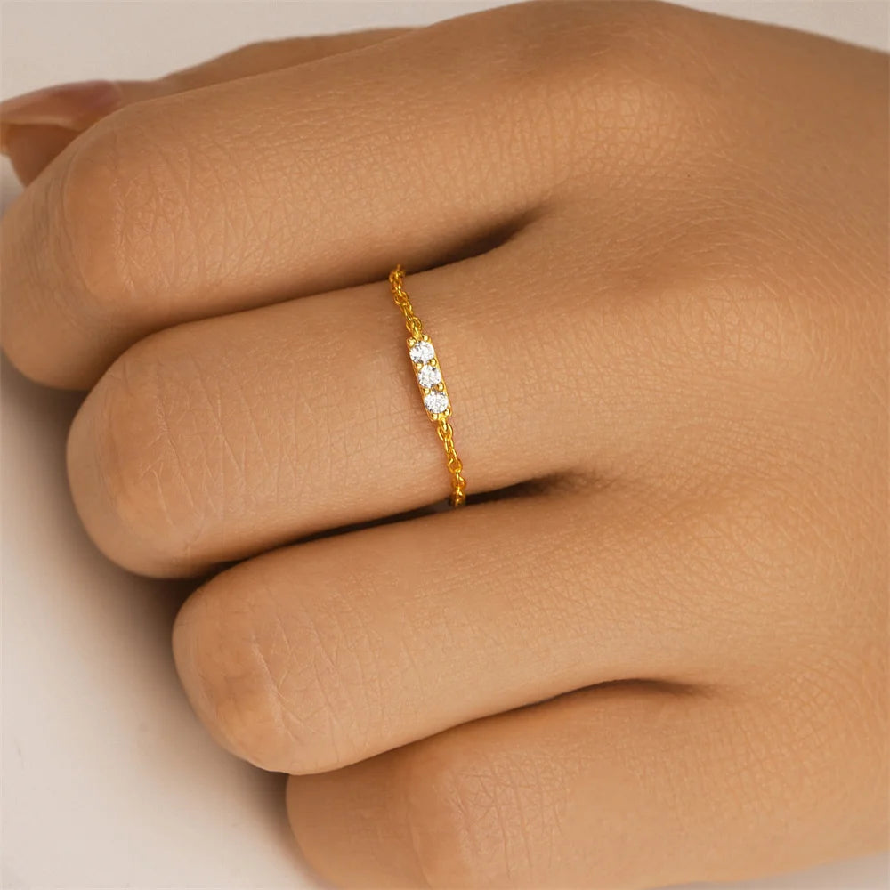 Cubic Fine Chain Adjustable Ring