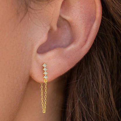 Diamanté Chain Drop Earrings